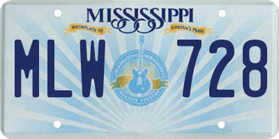 MS license plate MLW728