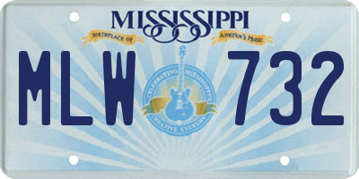 MS license plate MLW732