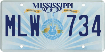 MS license plate MLW734
