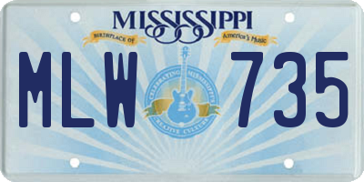 MS license plate MLW735