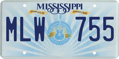 MS license plate MLW755