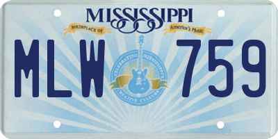MS license plate MLW759