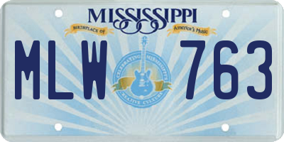 MS license plate MLW763