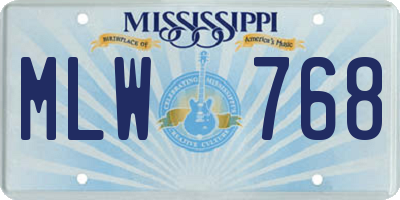MS license plate MLW768