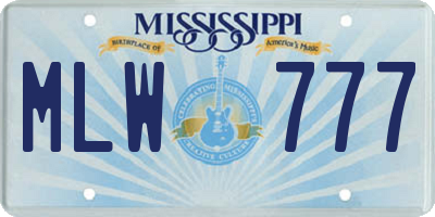 MS license plate MLW777