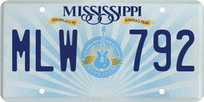 MS license plate MLW792
