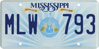MS license plate MLW793