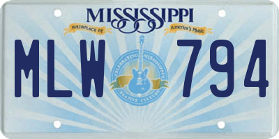 MS license plate MLW794