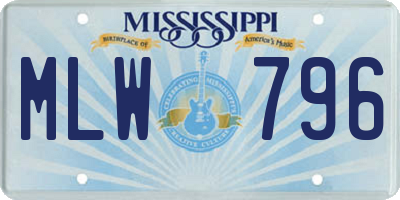 MS license plate MLW796