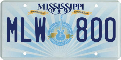 MS license plate MLW800