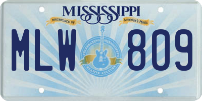 MS license plate MLW809