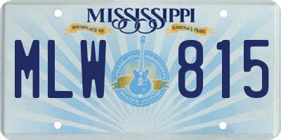 MS license plate MLW815