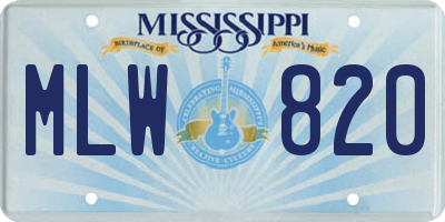 MS license plate MLW820