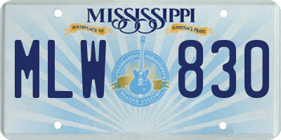 MS license plate MLW830