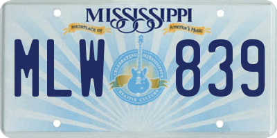 MS license plate MLW839