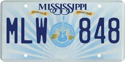 MS license plate MLW848