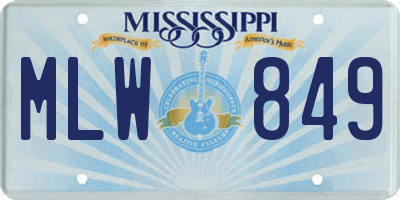 MS license plate MLW849