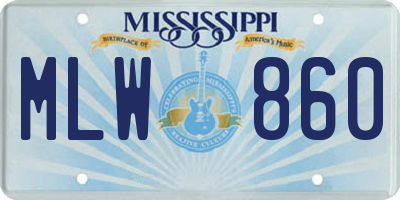 MS license plate MLW860