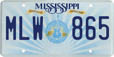 MS license plate MLW865