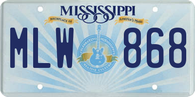 MS license plate MLW868