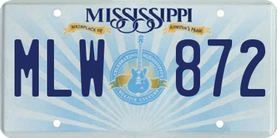 MS license plate MLW872