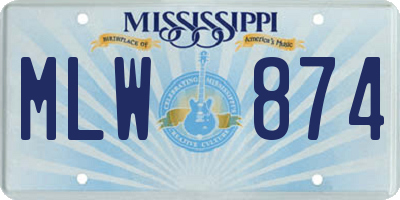 MS license plate MLW874