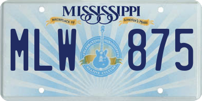 MS license plate MLW875