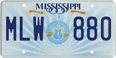 MS license plate MLW880