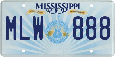 MS license plate MLW888
