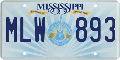 MS license plate MLW893