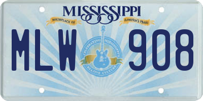 MS license plate MLW908
