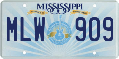 MS license plate MLW909