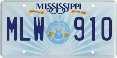 MS license plate MLW910