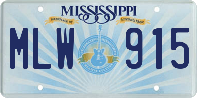 MS license plate MLW915