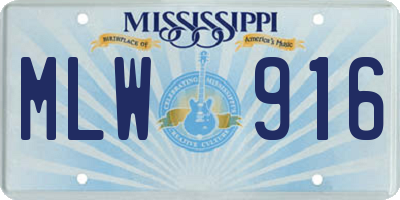 MS license plate MLW916