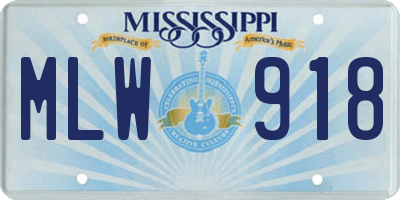 MS license plate MLW918