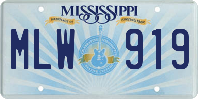 MS license plate MLW919