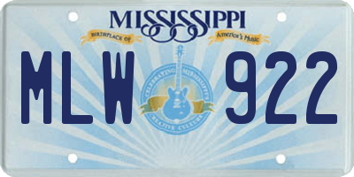 MS license plate MLW922
