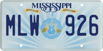 MS license plate MLW926