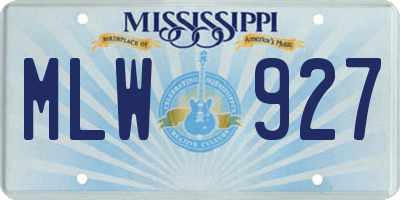 MS license plate MLW927