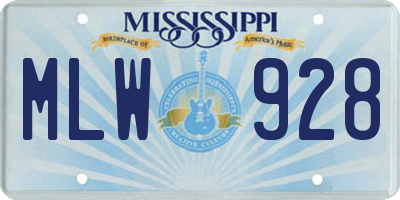 MS license plate MLW928
