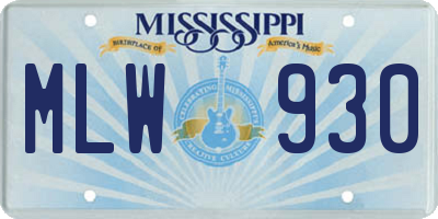 MS license plate MLW930