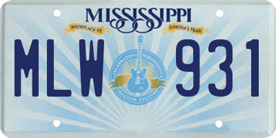 MS license plate MLW931