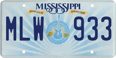 MS license plate MLW933