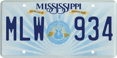 MS license plate MLW934