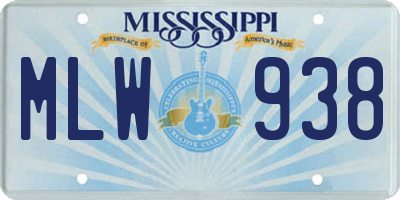 MS license plate MLW938