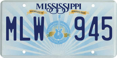 MS license plate MLW945