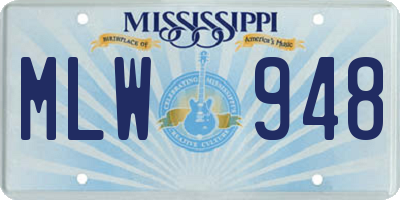 MS license plate MLW948