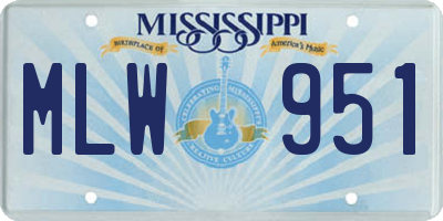MS license plate MLW951