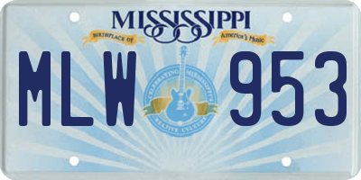 MS license plate MLW953